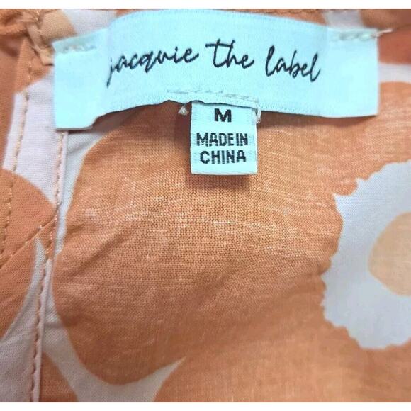 Jacquie the Label Sz M Daisy Babydoll Dress Orange Floral Tiered Ruffles Pockets - Picture 6 of 9